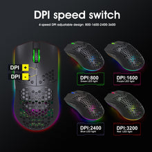 Load image into Gallery viewer, HXSJ T66 7 Keys Colorful Lighting Programmable Gaming Wireless Mouse, T66(White), T66(Black)
