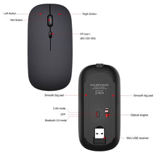 Load image into Gallery viewer, HXSJ M90 2.4GHz Ultrathin Mute Rechargeable Dual Mode Wireless Bluetooth Notebook PC Mouse