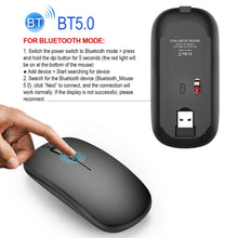 Load image into Gallery viewer, HXSJ M90 2.4GHz Ultrathin Mute Rechargeable Dual Mode Wireless Bluetooth Notebook PC Mouse