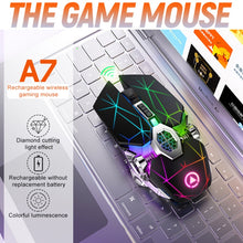 Load image into Gallery viewer, YINDIAO A7 2.4GHz 1600DPI 3-modes Adjustable 7-keys Rechargeable RGB Light Wireless Silent Gaming Mouse