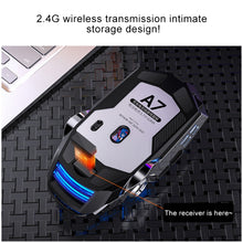 Load image into Gallery viewer, YINDIAO A7 2.4GHz 1600DPI 3-modes Adjustable 7-keys Rechargeable RGB Light Wireless Silent Gaming Mouse