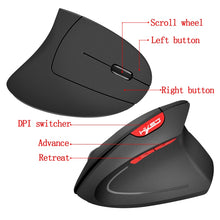 Load image into Gallery viewer, HXSJ T24 6 Buttons 2400 DPI 2.4G Wireless Vertical Ergonomic Mouse with USB Receiver, 6 Buttons T24 Black, 6 Buttons T24 Grey