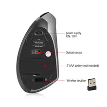 Load image into Gallery viewer, HXSJ T24 6 Buttons 2400 DPI 2.4G Wireless Vertical Ergonomic Mouse with USB Receiver, 6 Buttons T24 Black, 6 Buttons T24 Grey