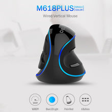 Load image into Gallery viewer, DELUX M618 Plus Wired Blue Version Optical Mouse Ergonomic Vertical Mouse 1600DPI, 1600DPI Wired