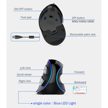 Load image into Gallery viewer, DELUX M618 Plus Wired Blue Version Optical Mouse Ergonomic Vertical Mouse 1600DPI, 1600DPI Wired