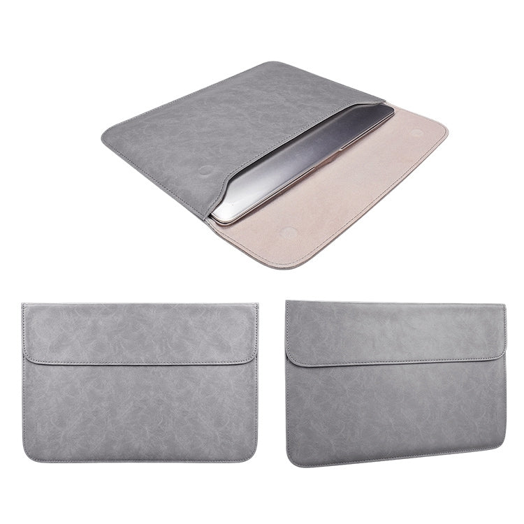 PU01S PU Leather Horizontal Invisible Magnetic Buckle Laptop Inner Bag for 14.1 inch laptops, 14.1 inch