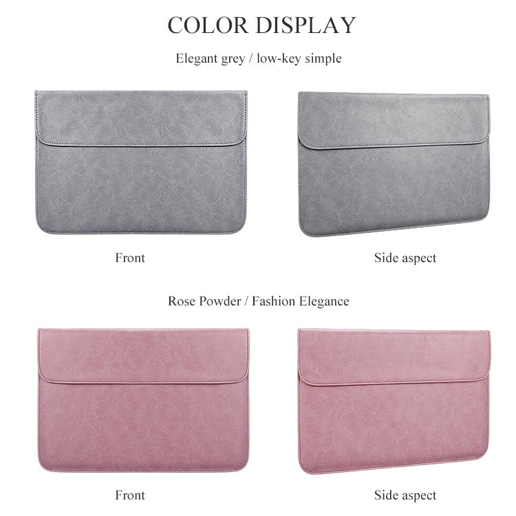 PU01S PU Leather Horizontal Invisible Magnetic Buckle Laptop Inner Bag for 15.4 inch laptops, with Small Bag, 15.4 inch with Small Bag
