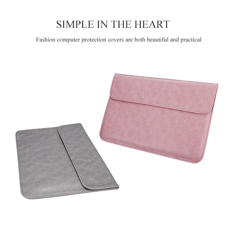 PU01S PU Leather Horizontal Invisible Magnetic Buckle Laptop Inner Bag for 15.4 inch laptops, with Small Bag, 15.4 inch with Small Bag