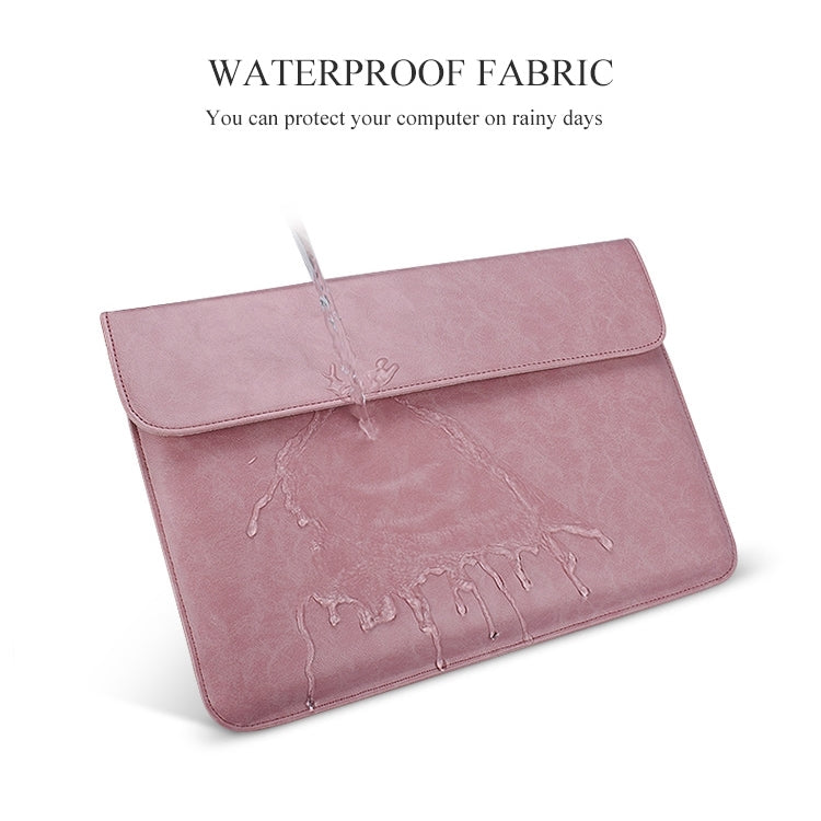 PU01S PU Leather Horizontal Invisible Magnetic Buckle Laptop Inner Bag for 15.4 inch laptops, with Small Bag, 15.4 inch with Small Bag