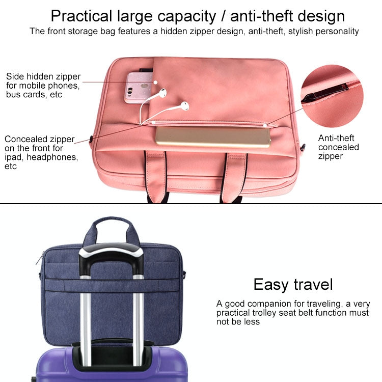 DJ03 Waterproof Anti-scratch Anti-theft One-shoulder Handbag for 15.6 inch Laptops, with Suitcase Belt, DJ03 15.6 inch Black, DJ03 15.6 inch Pink, DJ03 15.6 inch Navy Blue
