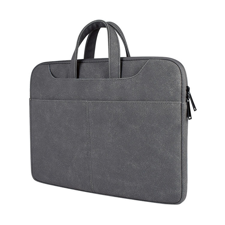 ST06S Waterproof PU Leather Zipper Hidden Portable Strap One-shoulder Handbag for 14.1 inch Laptops, with Magic Stick & Suitcase Belt, ST06S 14.1 inch Dark Gray, ST06S 14.1 inch Pink, ST06S 14.1 inch Light Grey