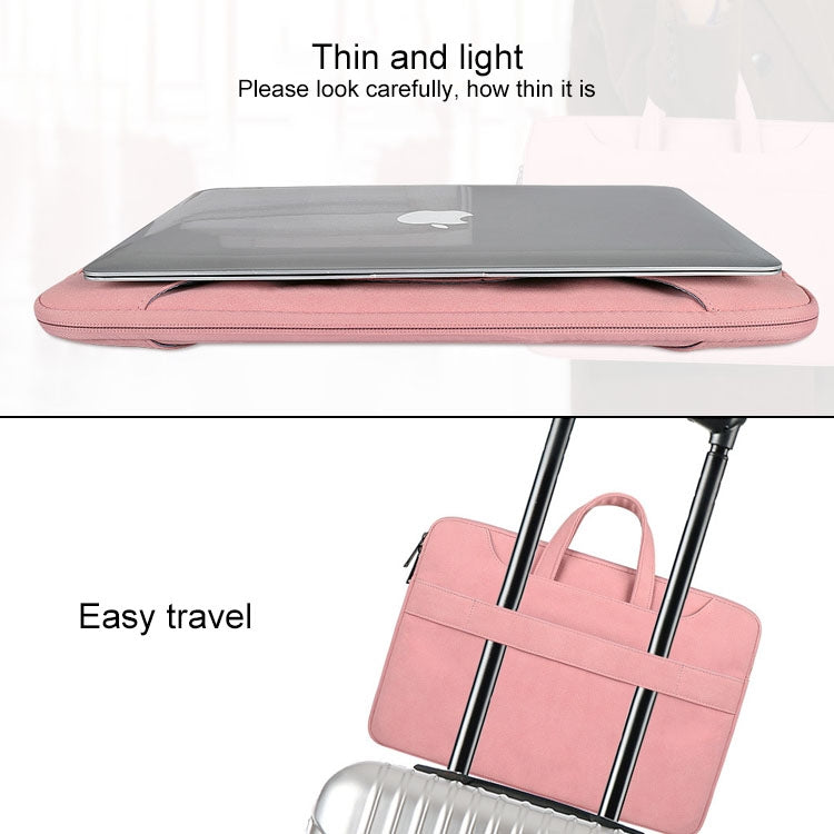 ST06S Waterproof PU Leather Zipper Hidden Portable Strap One-shoulder Handbag for 14.1 inch Laptops, with Magic Stick & Suitcase Belt, ST06S 14.1 inch Dark Gray, ST06S 14.1 inch Pink, ST06S 14.1 inch Light Grey