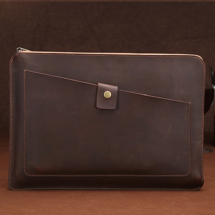Universal Genuine Leather Business Laptop Tablet Zipper Bag For 13.3 inch and Below, 13.3 inch