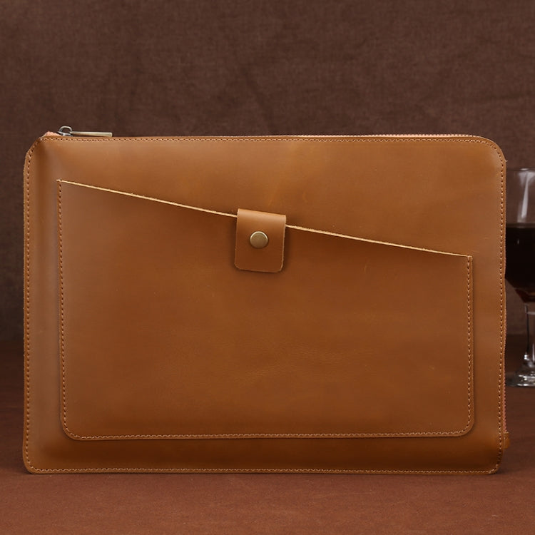 Universal Genuine Leather Business Laptop Tablet Zipper Bag For 13.3 inch and Below, 13.3 inch