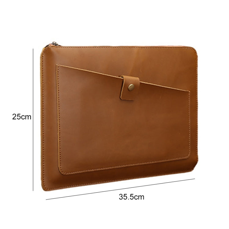 Universal Genuine Leather Business Zipper Laptop Tablet Bag For 15.4 inch and Below, 15.4 inch
