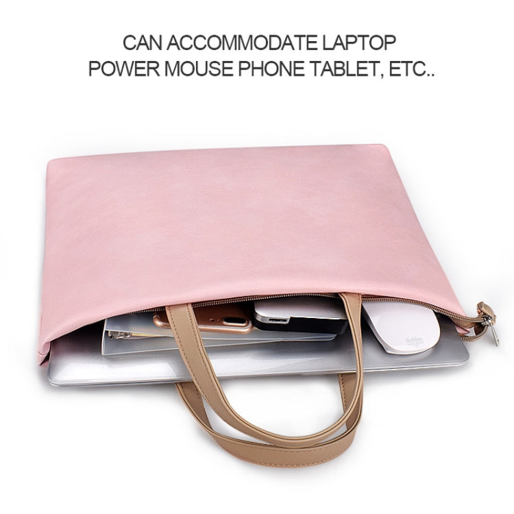 PU Waterproof Laptop Handbag Crossbody Bag for 13.3 inch Laptops, 13.3 inch (Pink), 13.3 inch (White)