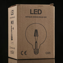 Load image into Gallery viewer, G95 E27 4W 4 LEDs 450 LM 3000K Retro Dimming LED Filament Light Bulb Energy Saving Light, AC 220V, G95 4W White Light, G95 4W Warm White