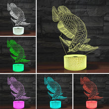 Load image into Gallery viewer, Fish Shape 3D Colorful LED Vision Light Table Lamp, USB Touch Version, USB Touch Version