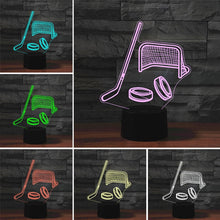 Load image into Gallery viewer, Ice Hockey Shape 3D Colorful LED Vision Light Table Lamp, Charging Touch Version, Charging Touch Version