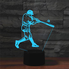 Load image into Gallery viewer, Playing Baseball Shape 3D Colorful LED Vision Light Table Lamp, USB Touch Version, USB Touch Version