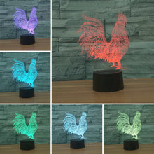 Load image into Gallery viewer, Cock Shape 3D Colorful LED Vision Light Table Lamp, 16 Colors Remote Control Version, 16 Colors Remote Control Version