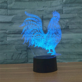 Cock Shape 3D Colorful LED Vision Light Table Lamp, Crack Touch Version, Crack Touch Version