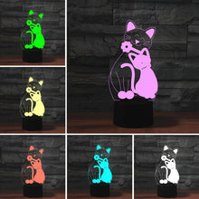 Load image into Gallery viewer, Cat Shape 3D Colorful LED Vision Light Table Lamp, 16 Colors Remote Control Version, 16 Colors Remote Control Version