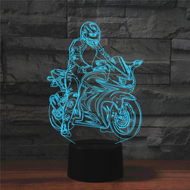 Motorcycle Shape 3D Colorful LED Vision Light Table Lamp, USB Touch Version, USB Touch Version