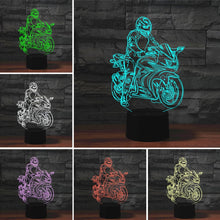 Load image into Gallery viewer, Motorcycle Shape 3D Colorful LED Vision Light Table Lamp, Crack Remote Control Version, Crack Remote Control Version