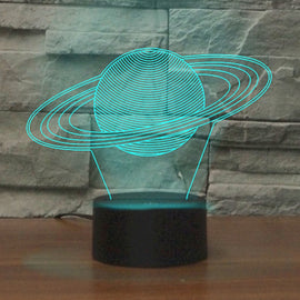 Saturn Shape 3D Colorful LED Vision Light Table Lamp, USB Touch Version, USB Touch Version