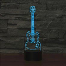 Load image into Gallery viewer, Five-string Guitar Shape 3D Colorful LED Vision Light Table Lamp, USB &amp; Battery Version, USB &amp; Battery Version