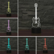 Load image into Gallery viewer, Five-string Guitar Shape 3D Colorful LED Vision Light Table Lamp, Charging Touch Version, Charging Touch Version