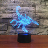 Scorpion Shape 3D Colorful LED Vision Light Table Lamp, 16 Colors Remote Control Version, 16 Colors Remote Control Version