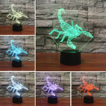 Load image into Gallery viewer, Scorpion Shape 3D Colorful LED Vision Light Table Lamp, USB Touch Version, USB Touch Version