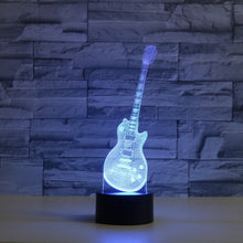 Load image into Gallery viewer, Guitar Shape 3D Colorful LED Vision Light Table Lamp, USB &amp; Battery Version, USB &amp; Battery Version