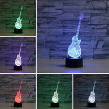 Load image into Gallery viewer, Guitar Shape 3D Colorful LED Vision Light Table Lamp, Charging Touch Version, Charging Touch Version