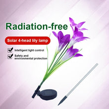 Load image into Gallery viewer, Simulated Lily Flower 4 Heads Solar Powered Outdoor IP55 Waterproof LED Decorative Lawn Lamp, White Light, White Light