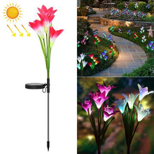 Load image into Gallery viewer, Simulated Lily Flower 4 Heads Solar Powered Outdoor IP55 Waterproof LED Decorative Lawn Lamp, White Light, White Light