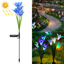 Load image into Gallery viewer, Simulated Lily Flower 4 Heads Solar Powered Outdoor IP55 Waterproof LED Decorative Lawn Lamp, White Light, White Light