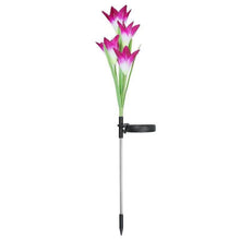 Load image into Gallery viewer, Simulated Lily Flower 4 Heads Solar Powered Outdoor IP55 Waterproof LED Decorative Lawn Lamp, White Light, White Light