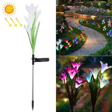 Load image into Gallery viewer, Simulated Lily Flower 4 Heads Solar Powered Outdoor IP55 Waterproof LED Decorative Lawn Lamp, White Light, White Light