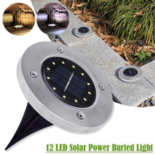 Load image into Gallery viewer, 2 PCS 12 LEDs Solar Powered Buried Light Under Ground Lamp IP65 Waterproof Outdoor Garden Street Light, 12 LEDs