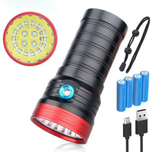 Load image into Gallery viewer, 3 Gears, DB18 18xT6, Luminous Flux: 5400lm LED Flashlight, with 4 18650 Batteries