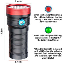Load image into Gallery viewer, 3 Gears, DB18 18xT6, Luminous Flux: 5400lm LED Flashlight, with 4 18650 Batteries