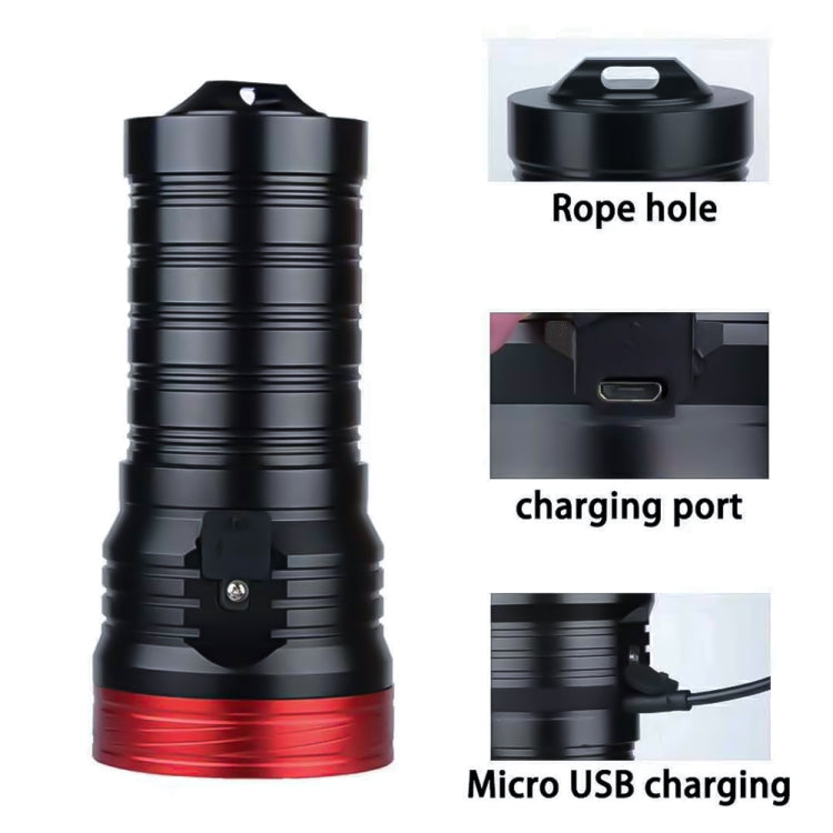 3 Gears, DB18 18xT6, Luminous Flux: 5400lm LED Flashlight, with 4 18650 Batteries