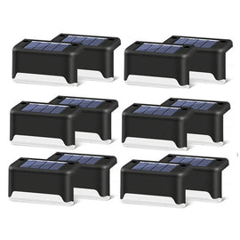 12 PCS Solar Powered LED Outdoor Stairway Light IP65 Waterproof Garden Lamp, Warm White Light, 12 PCS Black, 12 PCS Brown