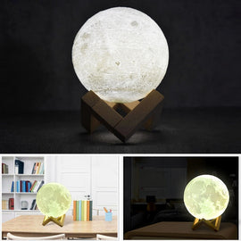 USB Charging LED Energy-saving Night Light with Wooden Holder Base, Touch 2-color(15cm)