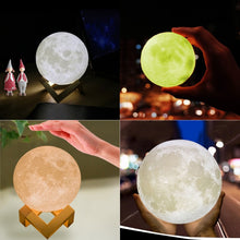 Load image into Gallery viewer, USB Charging 16-color Changing LED Energy-saving Night Light with Wooden Holder Base &amp; Remote Control, Touch with Remote Control 16-color(8cm)