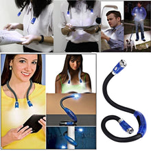 Load image into Gallery viewer, Creative Double Head Hands-free Neck Stereo Flashlight Working Light Auto Lamp with 4 LED Light &amp; Soft Rubber Grip Neck Pad