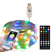 Load image into Gallery viewer, Christmas Decoration USB Copper Wire String Light Remote Controller &amp; Bluetooth Mobile APP Control, Length: 20m 200 LEDs, Remote Controller &amp; APP Control, Length: 20m 200 LEDs